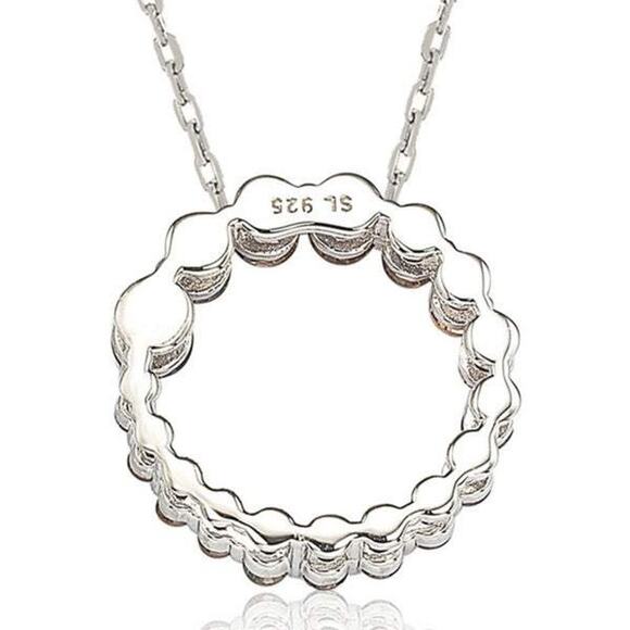 Suzy Levian Sterling Silver Cubic Zirconia Circle Journey Necklace - Picture 2 of 8